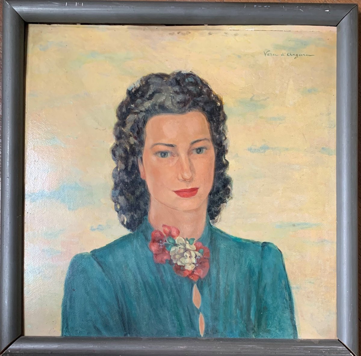 Ritratto di donna, anni 1940-50. Firmato Vera d’Angara, attrice italo-russa.