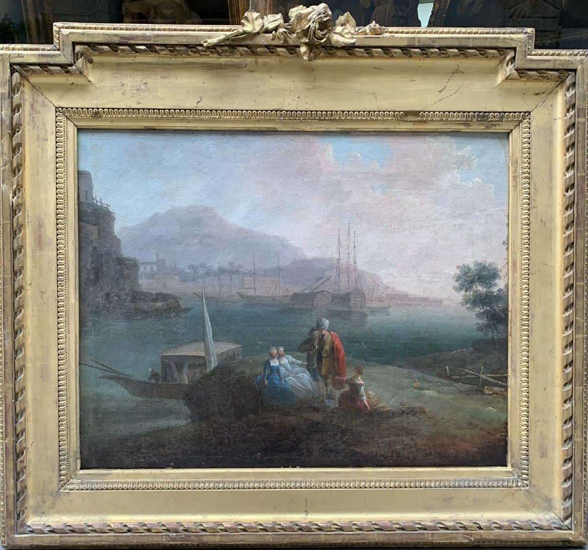 Veduta di porto con figure e un turco, fine XVIII - XIX secolo