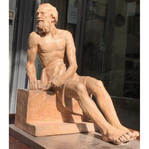 Diogene. Scultura in terracotta, 1939, Giorgio Rossi (1894-1981): Scultore toscano.