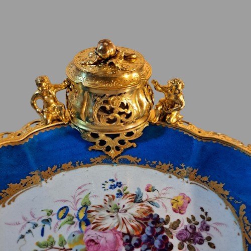 CALAMAIO IN PORCELLANA DI SEVRES E BRONZO DORATO NAPOLEONE III-photo-2