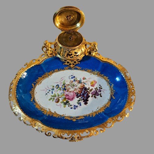 CALAMAIO IN PORCELLANA DI SEVRES E BRONZO DORATO NAPOLEONE III-photo-4