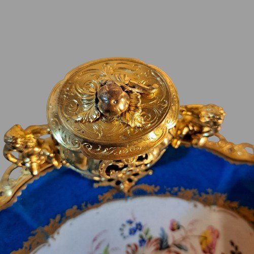 CALAMAIO IN PORCELLANA DI SEVRES E BRONZO DORATO NAPOLEONE III-photo-4