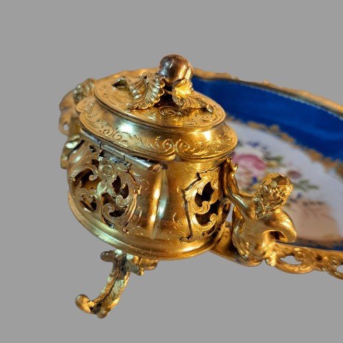 CALAMAIO IN PORCELLANA DI SEVRES E BRONZO DORATO NAPOLEONE III-photo-6