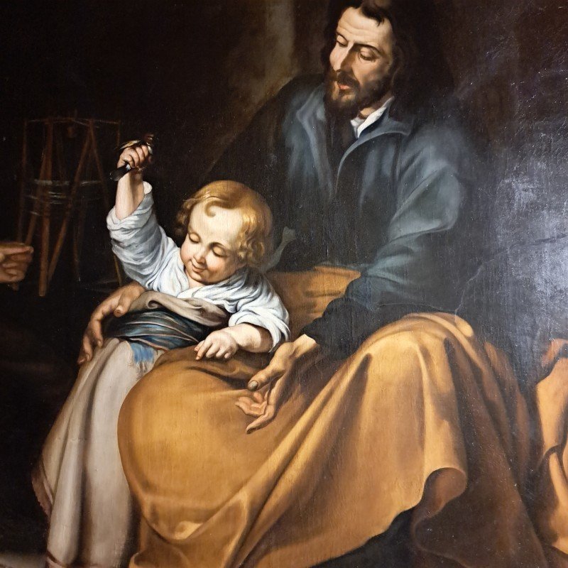 DIPINTO  SECONDA METÀ DEL XIX SECOLO COPIA DEL FAMOSO DIPINTO DI BARTOLOME' ESTEBAN MURILLO-photo-3