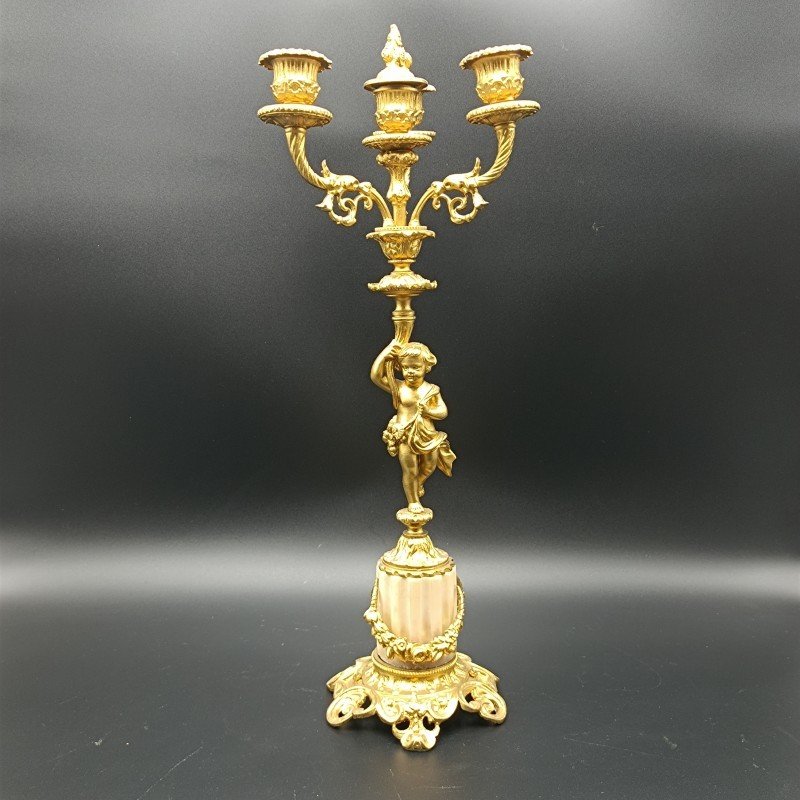 CANDELABRI IN BRONZO E MARMO NAPOLEONE III-photo-2