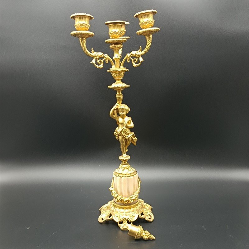 CANDELABRI IN BRONZO E MARMO NAPOLEONE III-photo-1