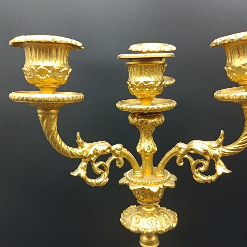 CANDELABRI IN BRONZO E MARMO NAPOLEONE III-photo-4