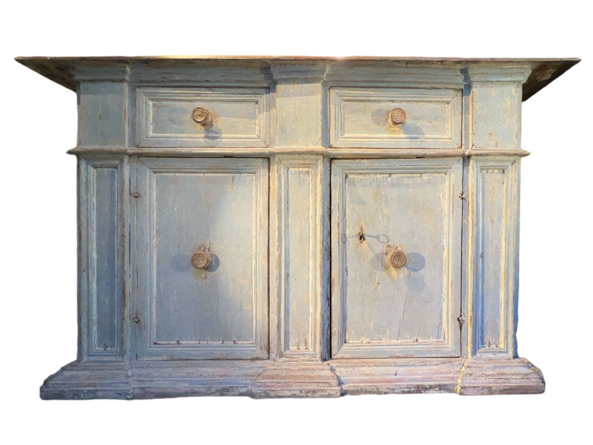 Credenza dipinta in legni misti