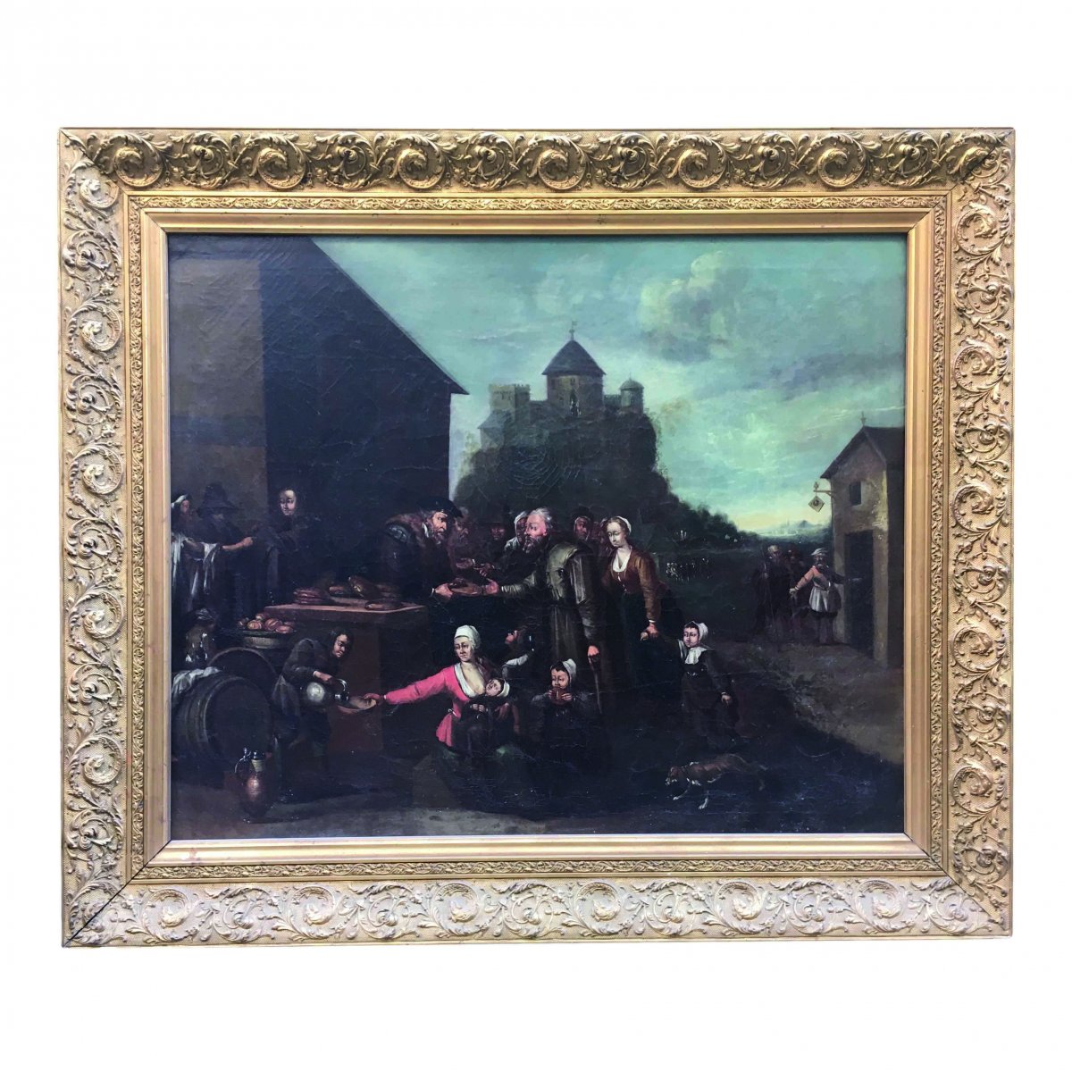 Peinture Flamand Du XVIIe Siècle Huile Sur Toile Représentant La 'charité'-photo-2