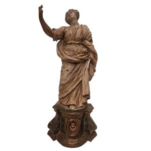 Scultura in legno intagliato e policromo, con reliquia