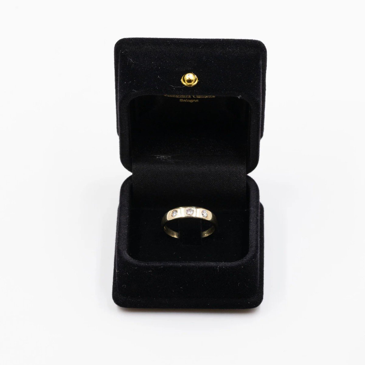 ANELLO VINTAGE TRILOGY IN ORO GIALLO 14K CON DIAMANTI (0.25CT) , ANNI '70-photo-1