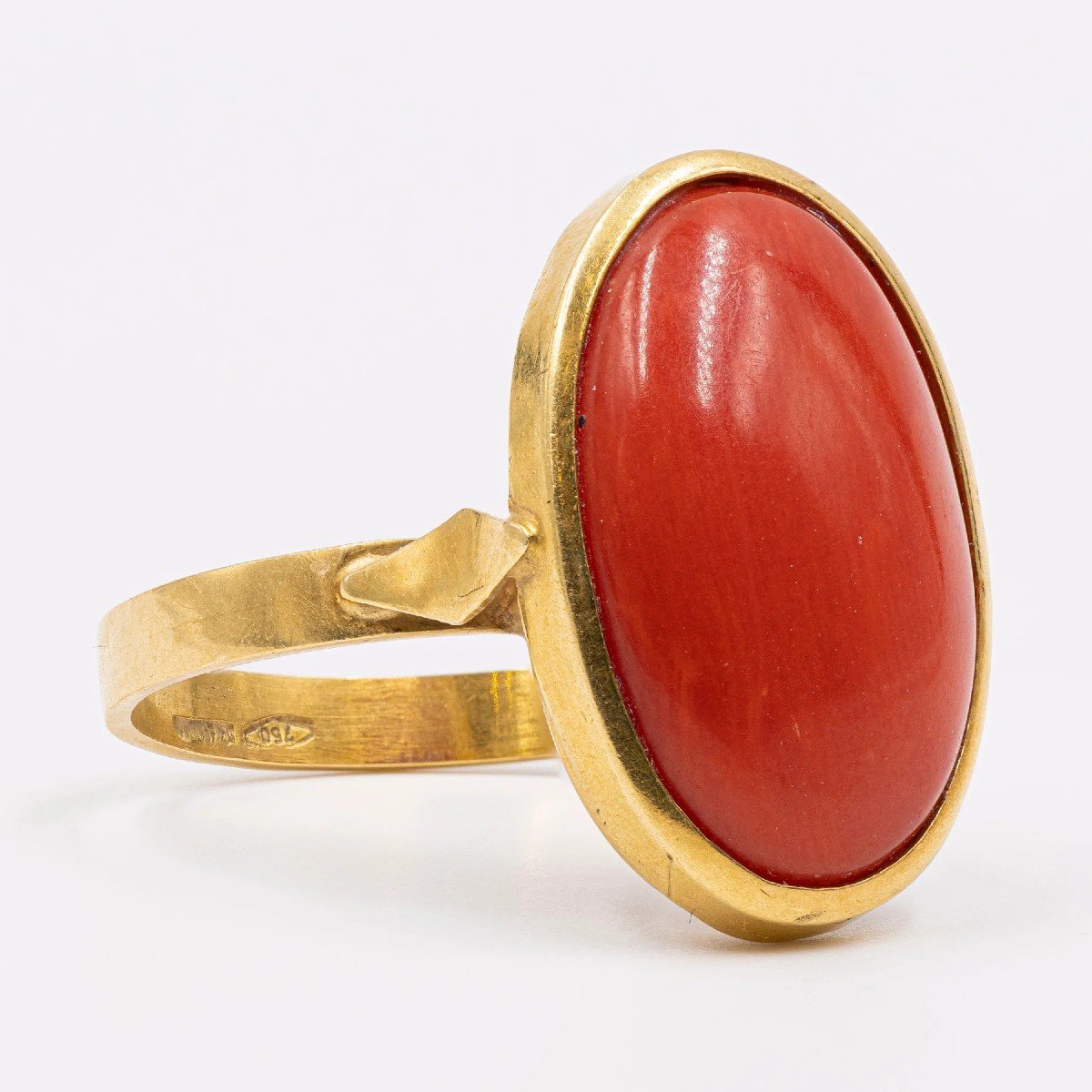 ANELLO VINTAGE IN ORO 18K CON CORALLO ROSSO, ANNI '60-photo-4