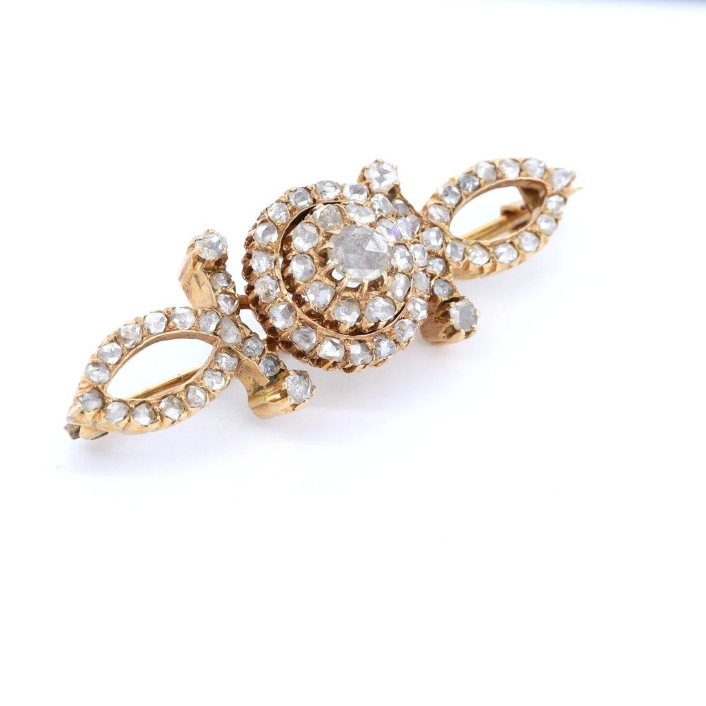 Broche En Or 18 Carats Avec Rosaces En Diamant-photo-2