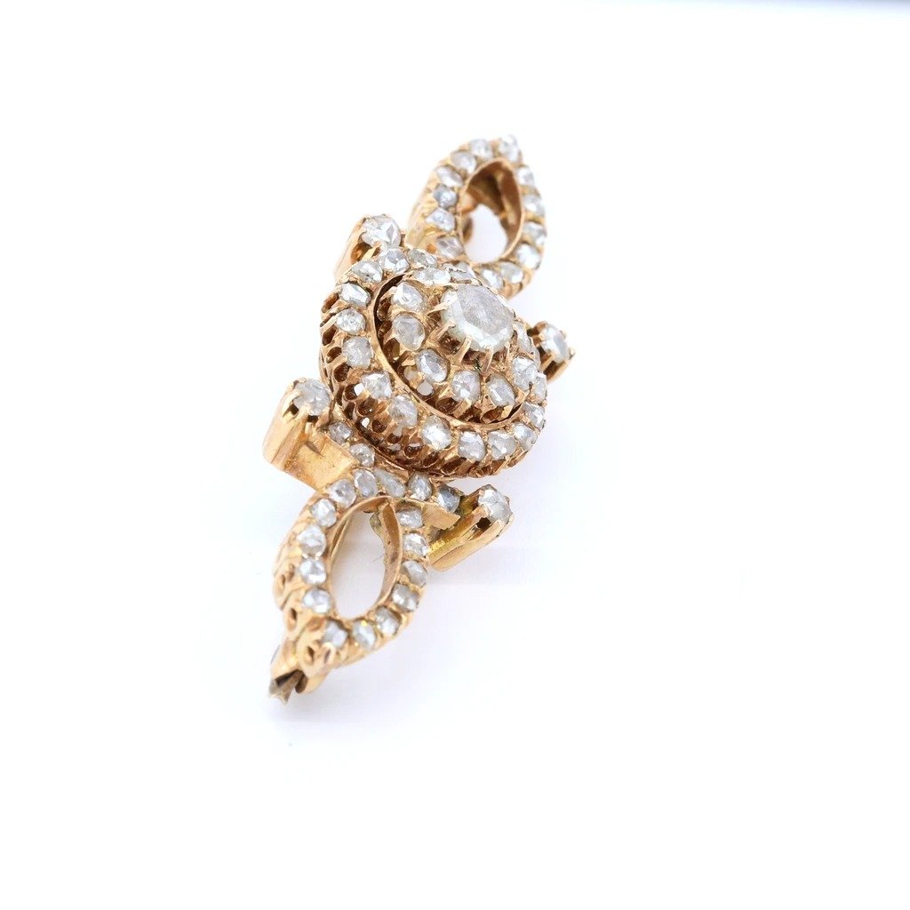 Broche En Or 18 Carats Avec Rosaces En Diamant-photo-3