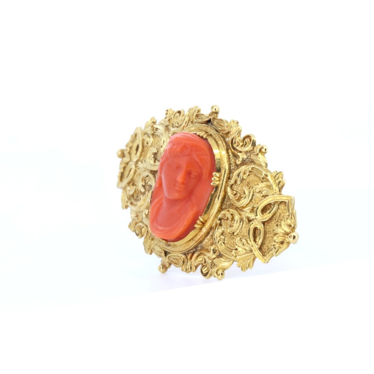 Broche / Pendentif Antique En Or 18k Et Corail, DÉbut Des AnnÉes 900-photo-4