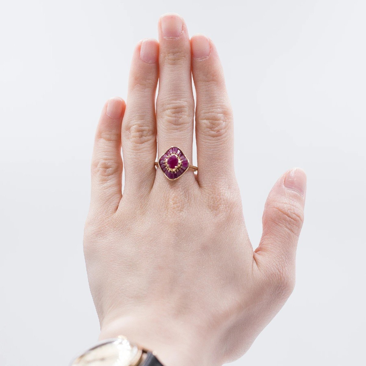 Bague En Or 14 Carats Avec Rubis-photo-4