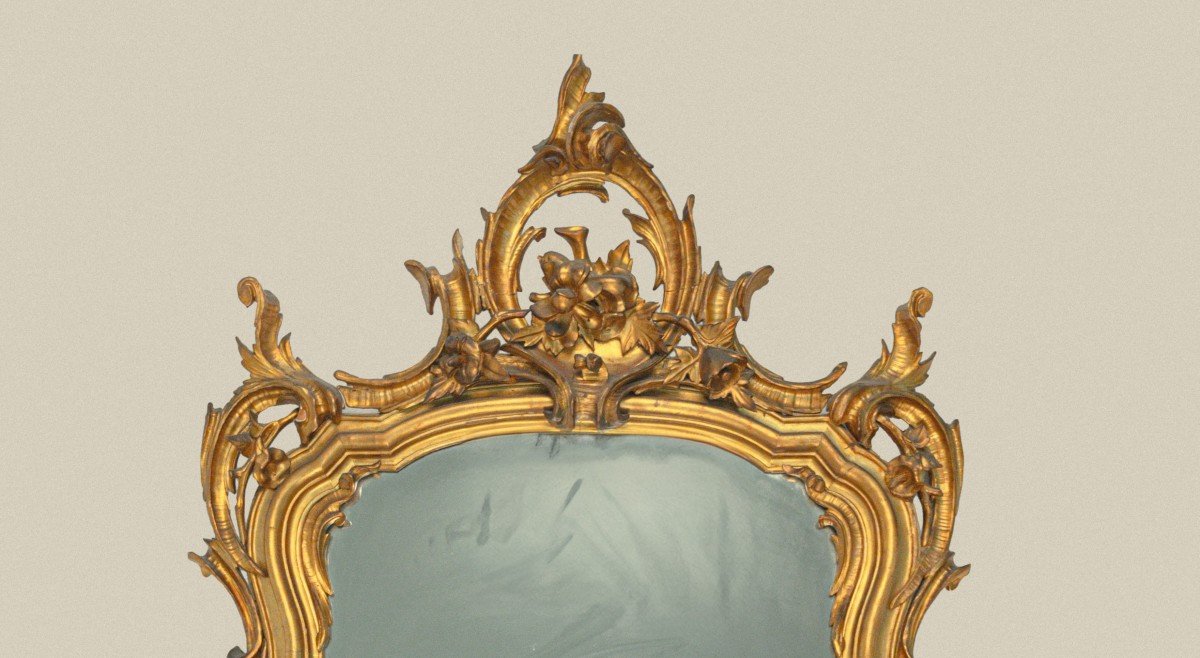 Specchiera in legno scolpito e dorato Lombardia XIX secolo-photo-3