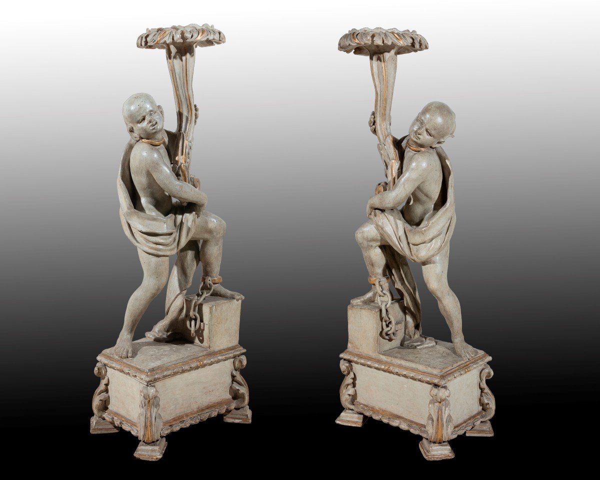 Coppia di sculture Veneto XVIII secolo