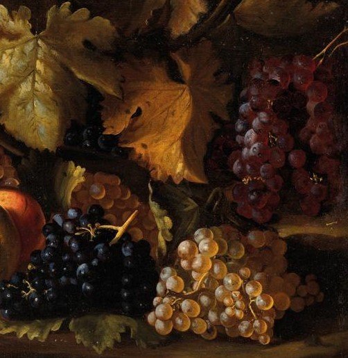Pittore attivo a Roma nel XVII secolo Natura morta con uva e melograni-photo-3