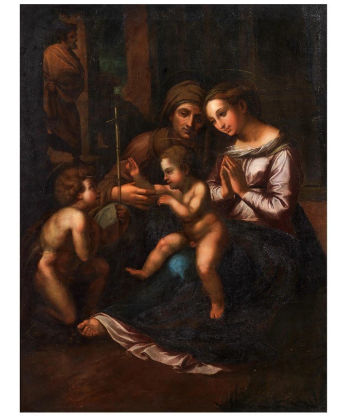 Anonimo del XVIII secolo,  "Madonna con Bambino, San Giovannino e Santa Elisabetta"-photo-2