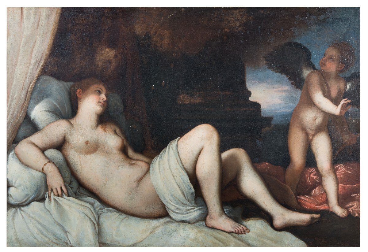 Anonimo del XVIII secolo,  "Danae e la pioggia di monete d'oro" (copia da Tiziano Vecellio)-photo-3