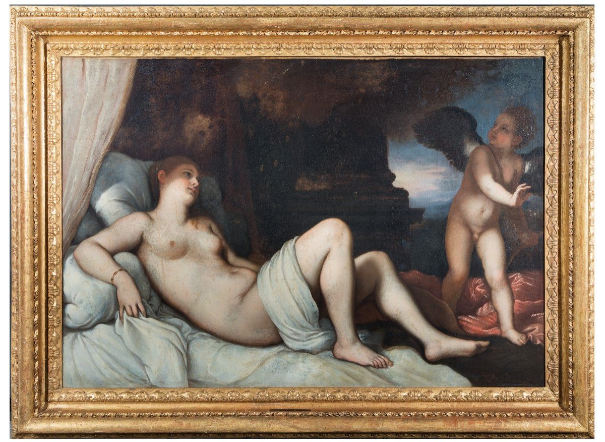 Anonimo del XVIII secolo,  "Danae e la pioggia di monete d'oro" (copia da Tiziano Vecellio)