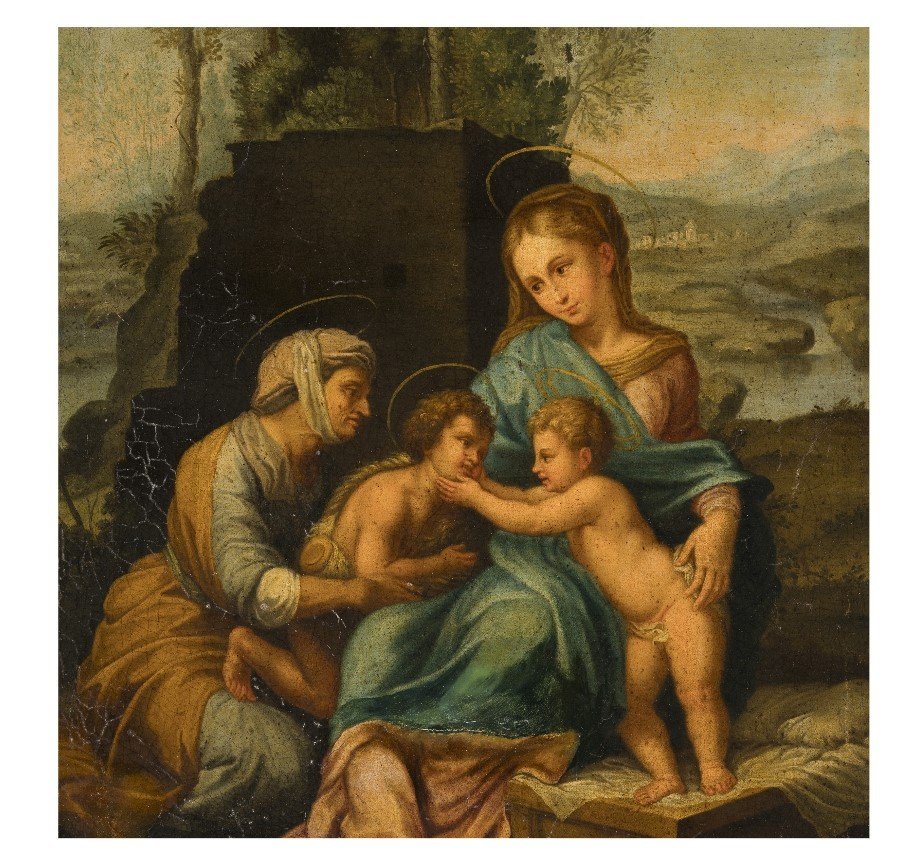 Scuola italiana del XVIII secolo Madonna col Bambino con San Giovannino e Santa Elisabetta-photo-3