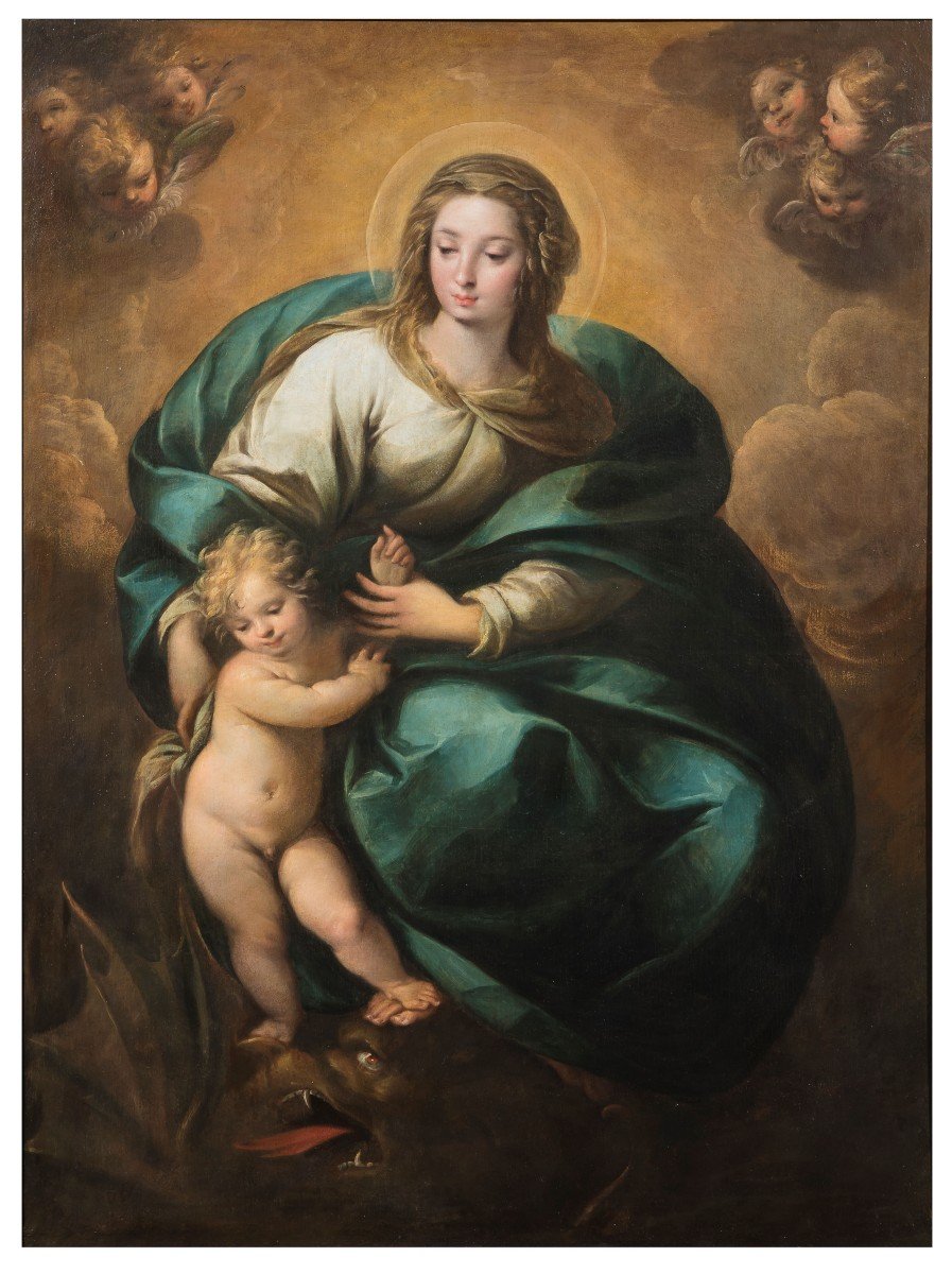 Carlo Francesco Nuvolone (Milano, 1609 - 1662)  "Madonna con il Bambino"-photo-3