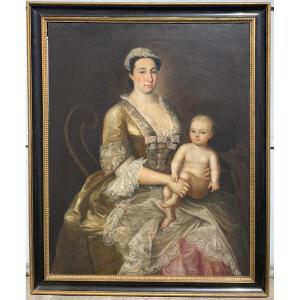 Anonimo del XVIII secolo Ritratto di gentildonna con bambino