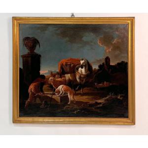 Anonimo del XVII secolo  Pastore con armenti e cavallo