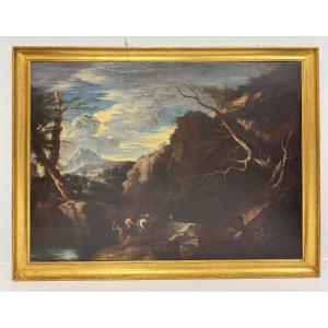 Bartolomeo Torreggiani "Paesaggio roccioso con figure"