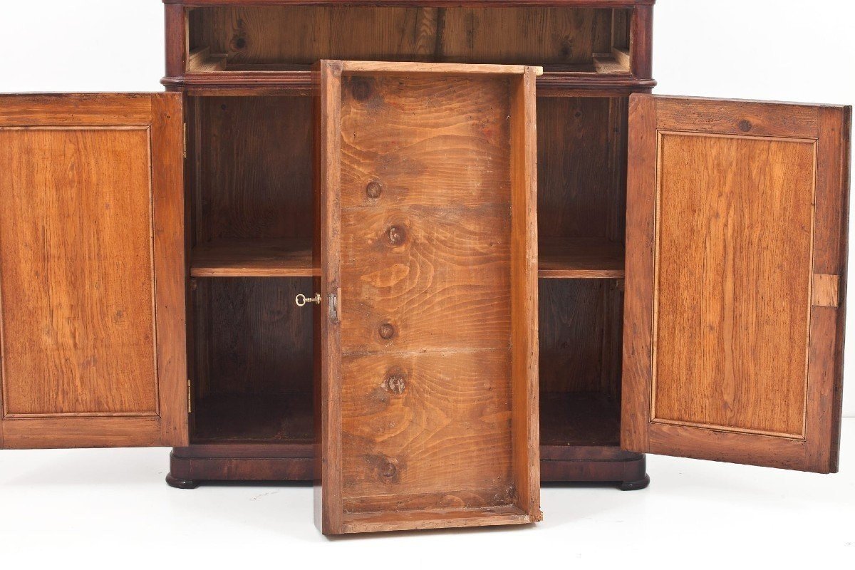 Credenza Librerie doppio corpo  in legno di noce-photo-2