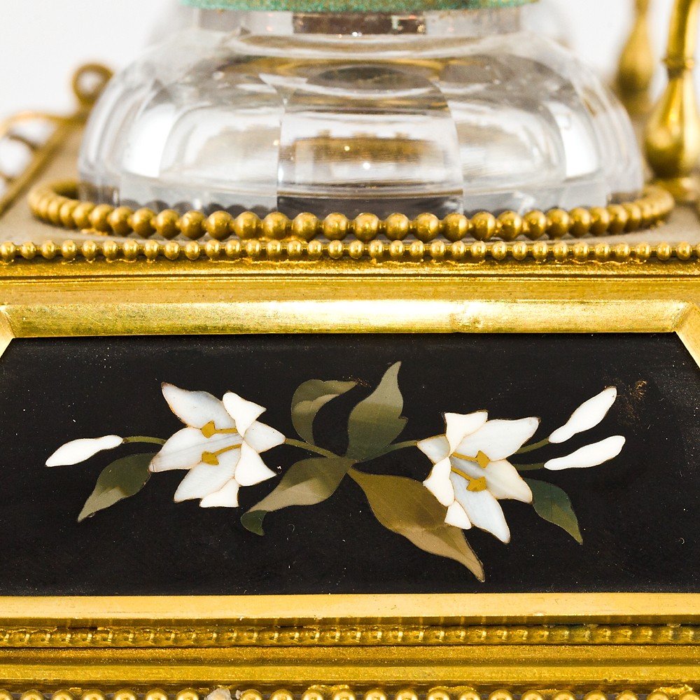 Set calamaio in bronzo dorato e pietre dure-photo-6