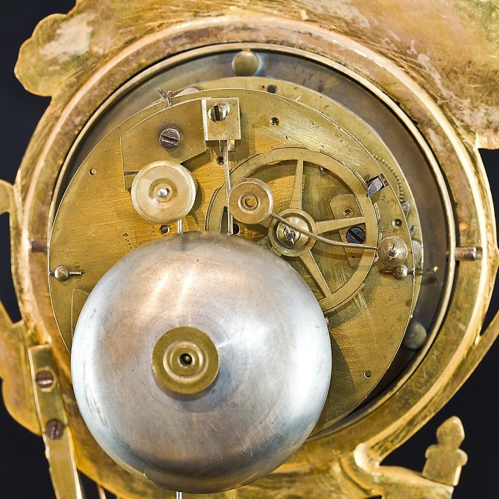 Orologio da tavolo Impero in bronzo dorato a mercurio-photo-6