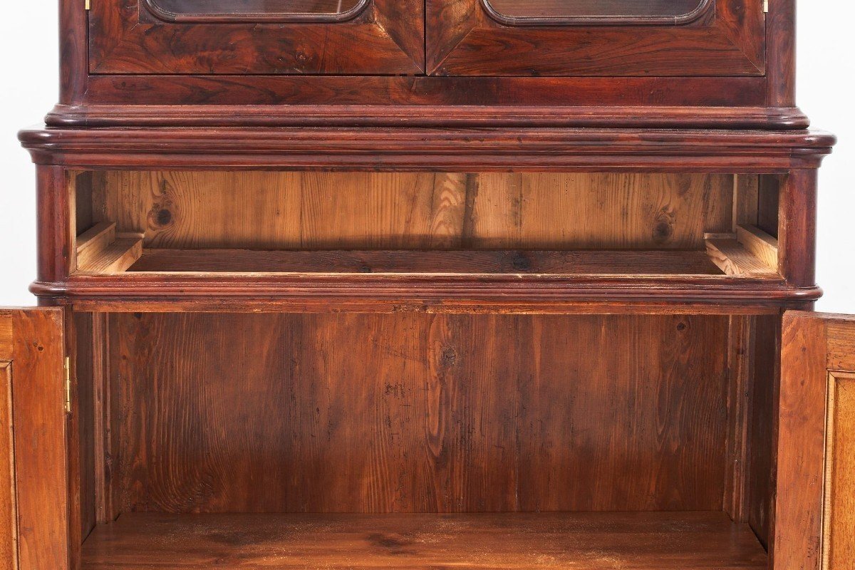 Credenza Librerie doppio corpo  in legno di noce-photo-3