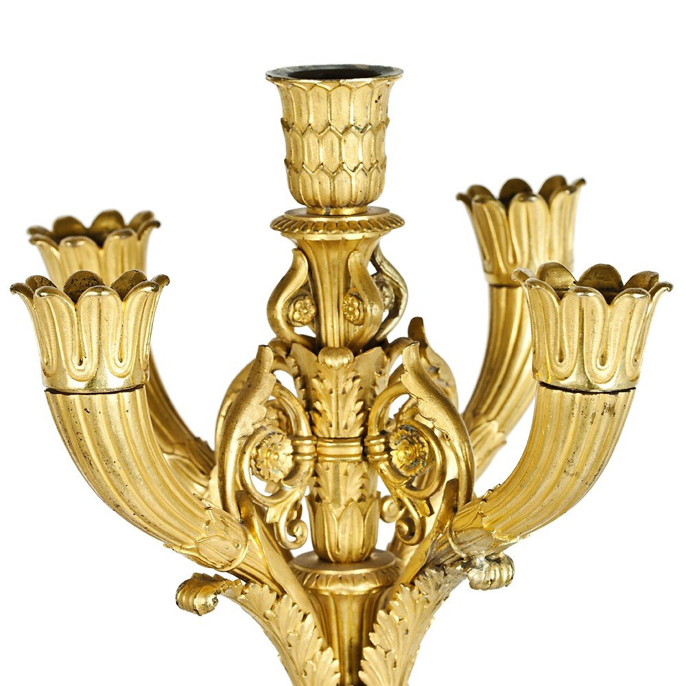 Coppia di Candelabri in bronzo dorato-photo-4