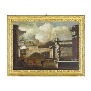 Dipinto olio su tela, raffigurante “Capriccio Architettonico”