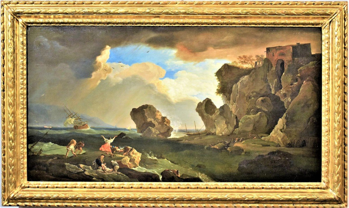 Naufragio Claude Joseph Vernet  ( 1714 - Parigi 1789)  firmato e datato 1786