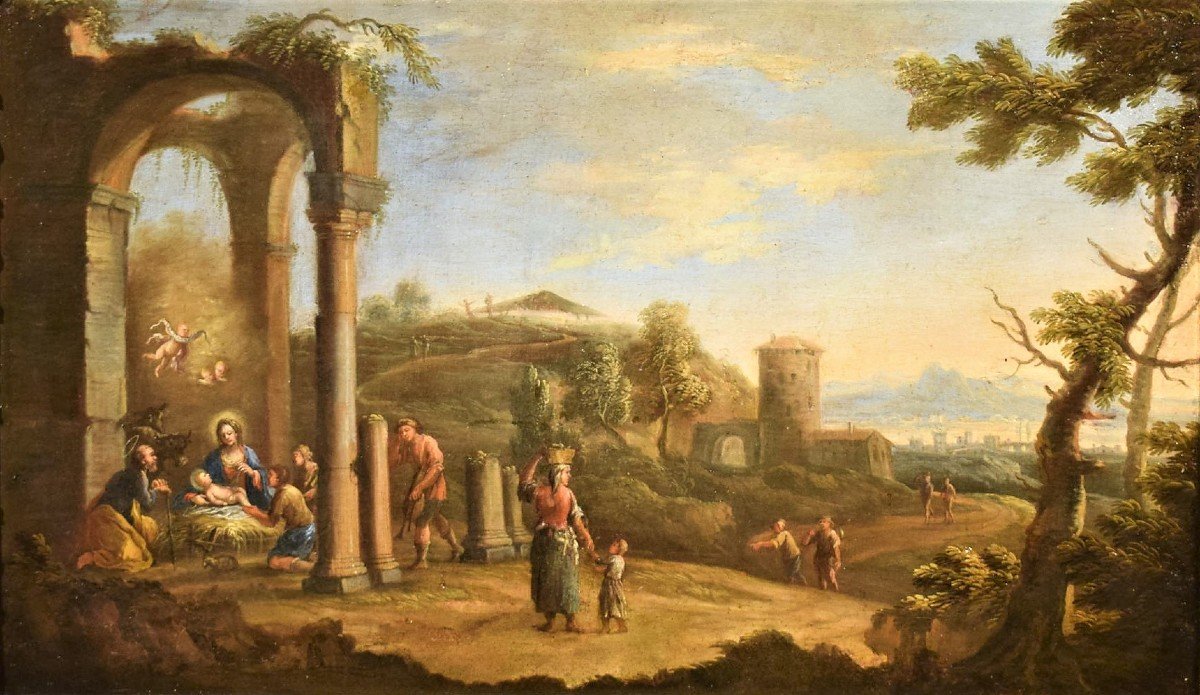Paesaggio arcadico con la Natività - Andrea Locatelli (Roma 1695-1741) -photo-2