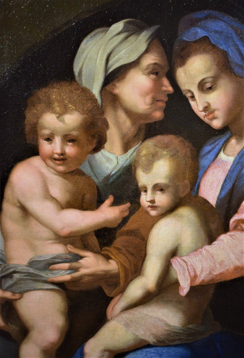 Sacra Famiglia, Santa Elisabetta e San Giovannino - Cerchia di Andrea del Sarto, Firenze '500-photo-1