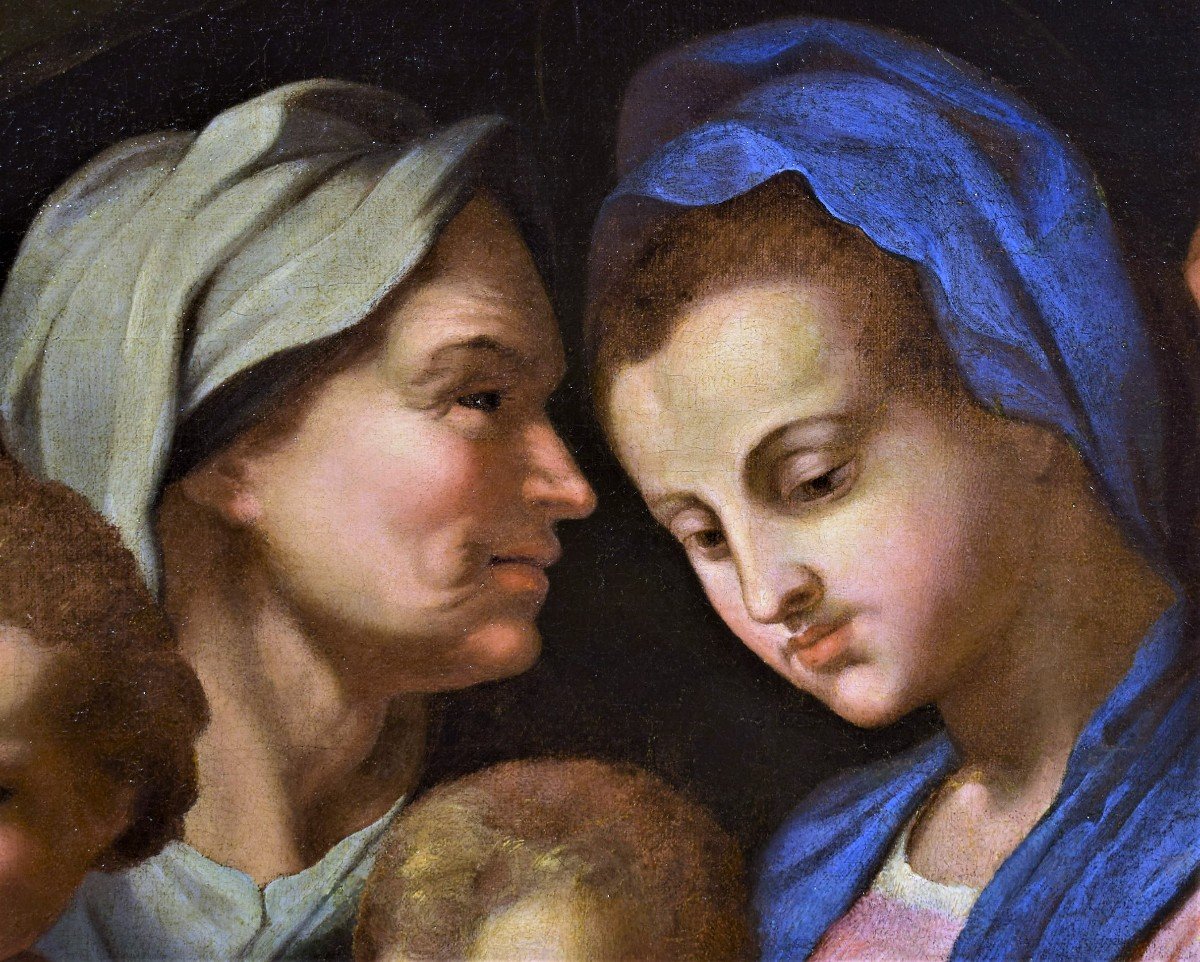 Sacra Famiglia, Santa Elisabetta e San Giovannino - Cerchia di Andrea del Sarto, Firenze '500-photo-3