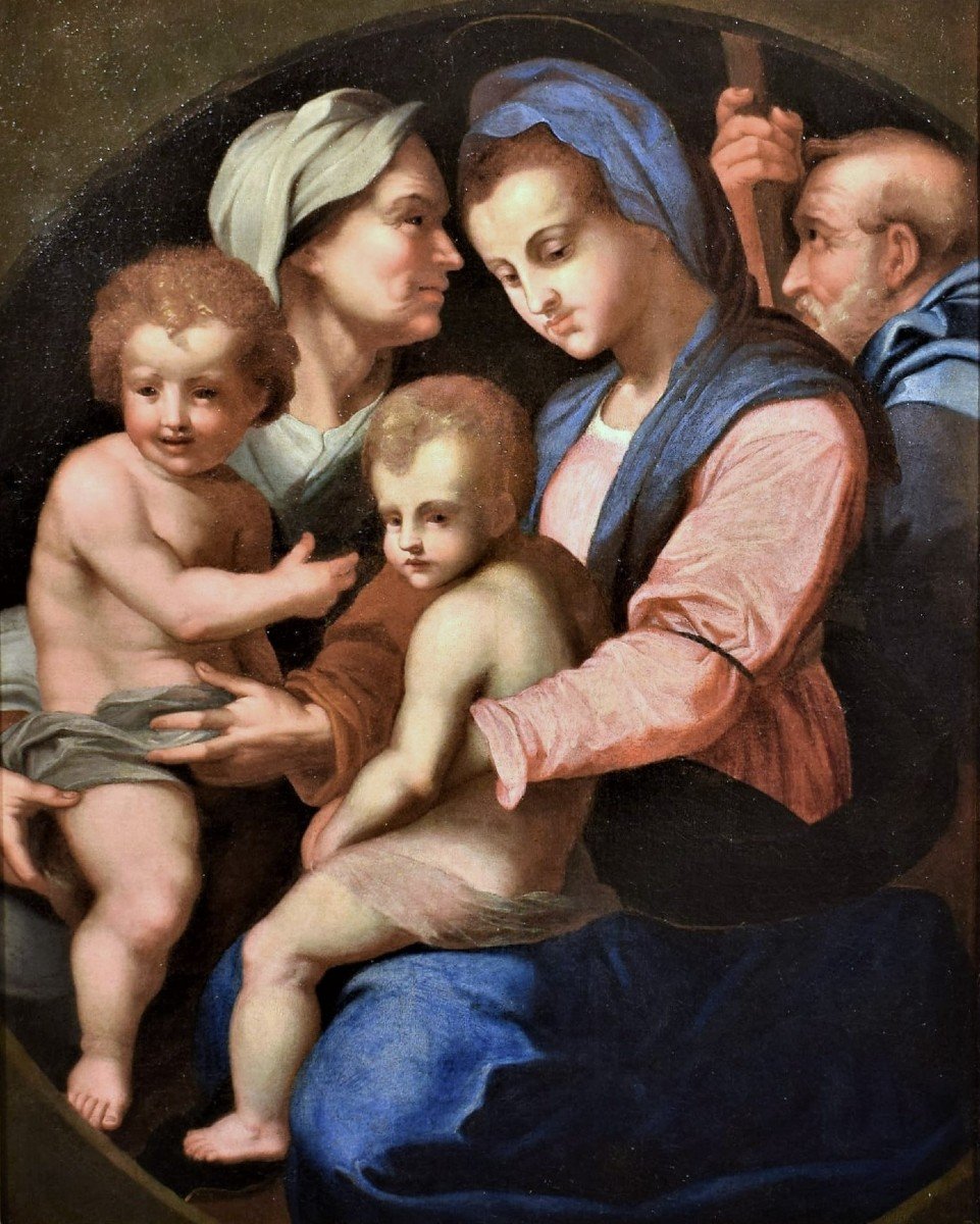 Sacra Famiglia, Santa Elisabetta e San Giovannino - Cerchia di Andrea del Sarto, Firenze '500