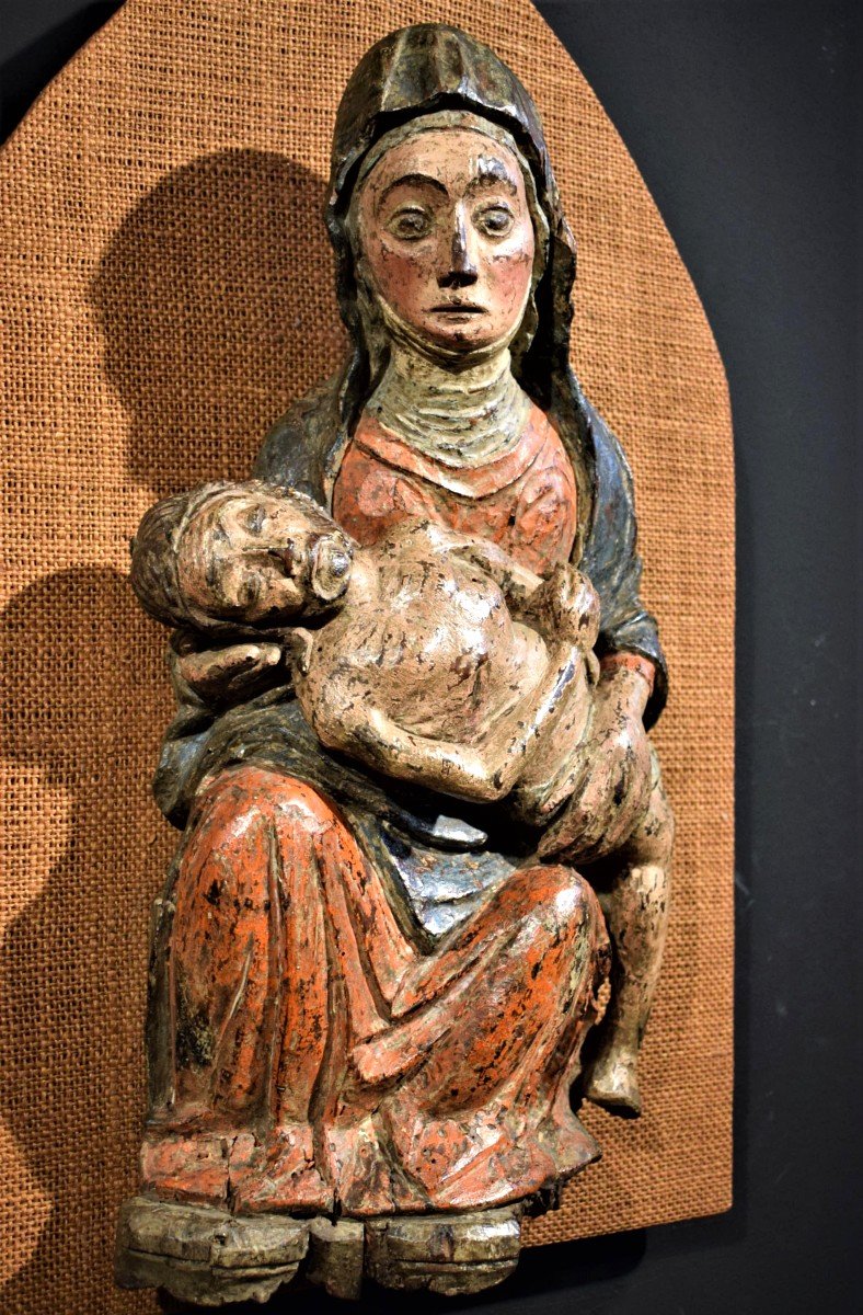 "La Pietà" Scultura lignea policroma - Inizi del XV° secolo-photo-4