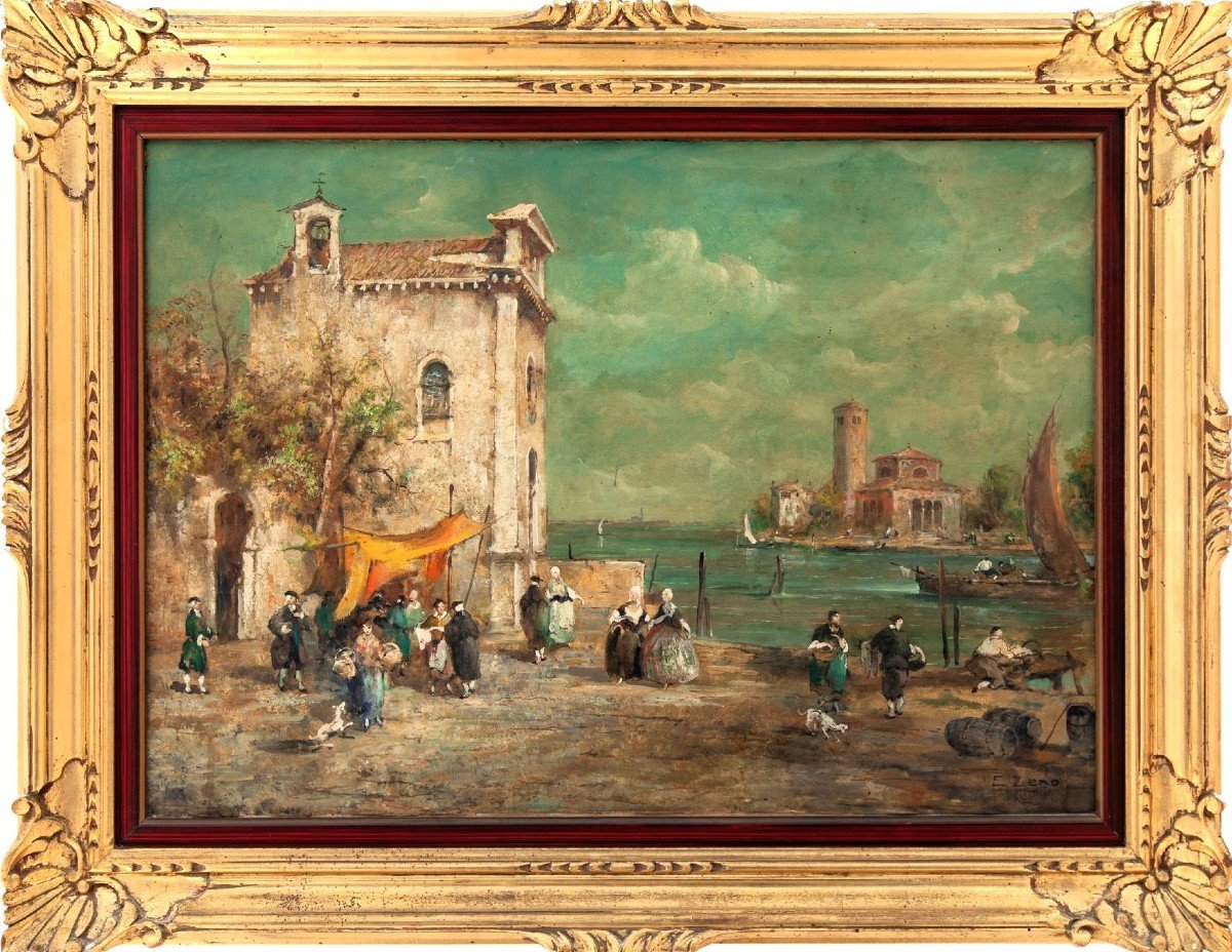 Coppia di Capricci Veneziani - Eugenio Bonivento - detto "Zeno" (1880-1956)-photo-2