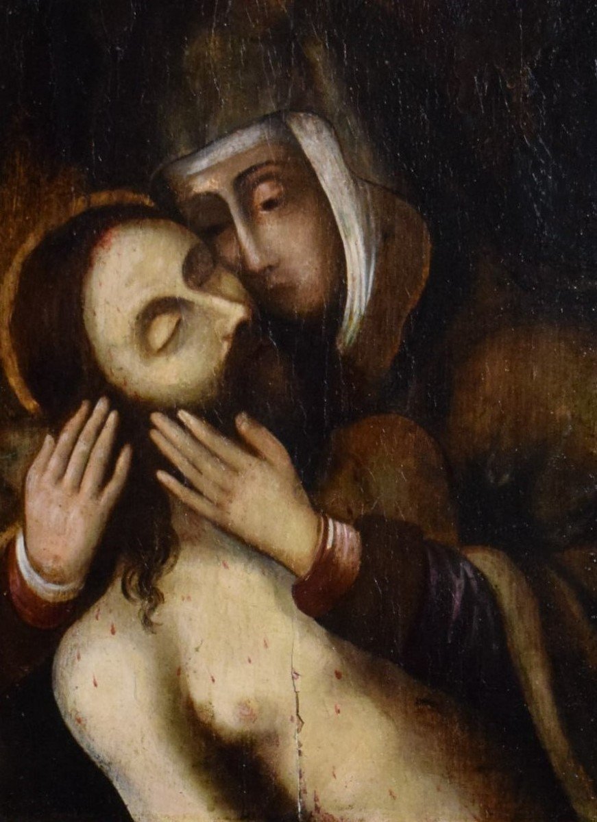 "Pietà" Olio su tavola Spagna XVI° secolo-photo-2