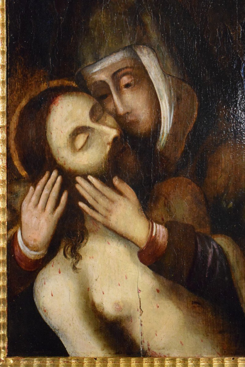 "Pietà" Olio su tavola Spagna XVI° secolo-photo-1