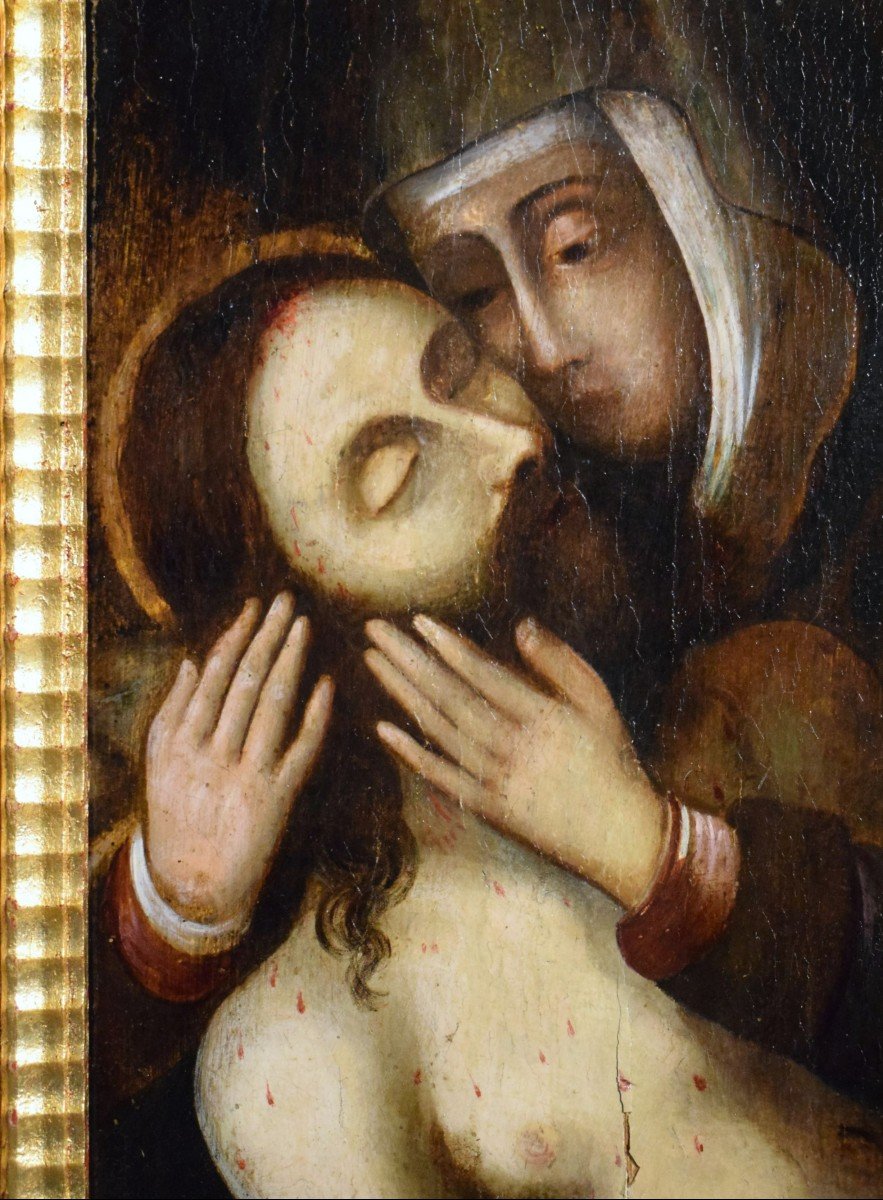 "Pietà" Olio su tavola Spagna XVI° secolo-photo-2