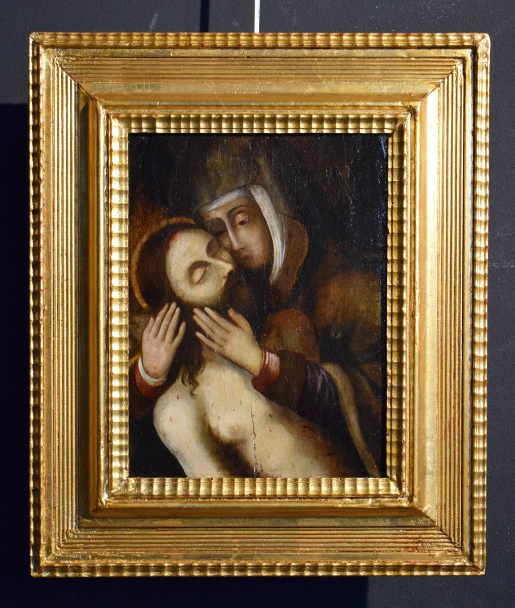 "Pietà" Olio su tavola Spagna XVI° secolo-photo-6