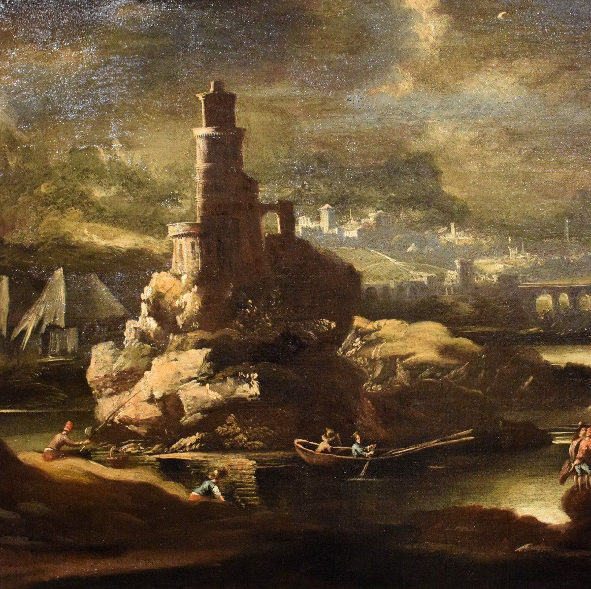 Paesaggio notturno - Pieter Mulier (Haarlem,1637- Milano,1701) cerchia -photo-1