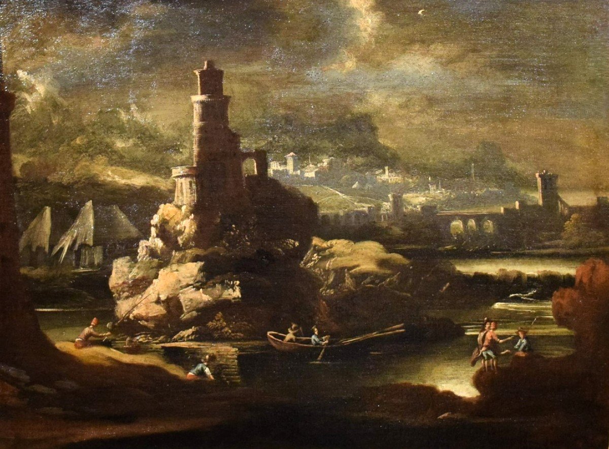 Paesaggio notturno - Pieter Mulier (Haarlem,1637- Milano,1701) cerchia 